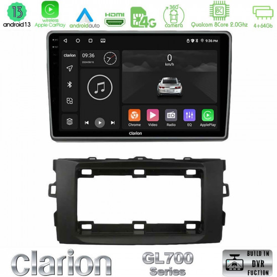 Clarion GL700 Series 8Core Android13 4+64GB Toyota Auris 2013-2016 Navigation Multimedia Tablet 10 Με Carplay -amp; Android Auto Clarion GL700 Series 8Core Android13 4+64GB Toyota Auris 2013-2016 Navigation Multimedia Tablet 10 Με Carplay -amp; Android Auto