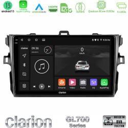 Clarion GL700 Series 8Core Android13 4+64GB Toyota Corolla 2007-2012 Navigation Multimedia Tablet 9 Με Carplay -amp; Android Auto