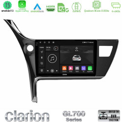 Clarion GL700 Series 8Core Android13 4+64GB Toyota Corolla 2017-2018 Navigation Multimedia Tablet 10 Με Carplay -amp; Android Auto