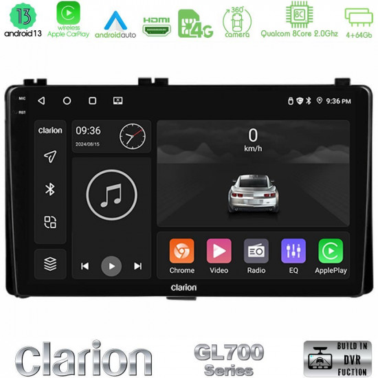 Clarion GL700 Series 8Core Android13 4+64GB Toyota Corolla/Auris 2017-2019  Navigat-ion Multimedia Tablet 9 Με Carplay -amp; Android Auto