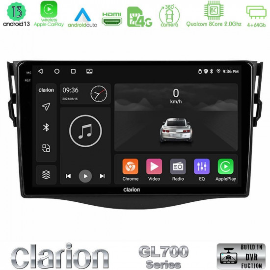 Clarion GL700 Series 8Core Android13 4+64GB Toyota RAV4 Navigation Multimedia Tablet 9 Με Carplay -amp; Android Auto