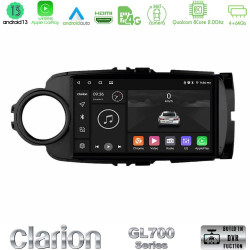 Clarion GL700 Series 8Core Android13 4+64GB Toyota Yaris Navigation Multimedia Tablet 9 (Μαύρο Χρώμα) Με Carplay -amp; Android Auto