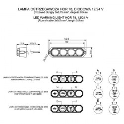 Horpol ΦΩΣ ΠΡΟΕΙΔΟΠΟΙΗΣΗΣ 12/24V HOR78 6W 4LED 143x35mm ΚΟΚΚΙΝΟ
