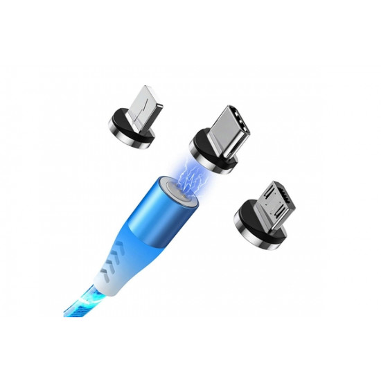 ΚΑΛΩΔΙΟ USB ΦΟΡΤΙΣΗΣ - ΣΥΓΧΡΟΝΙΣΜΟΥ MICRO USB/TYPE-C/LIGHTING ΜΕ ΜΑΓΝΗΤΙΚΗ ΥΠΟΔΟΧΗ - ΜΠΛΕ ΦΩΣ 100 cm ΚΑΛΩΔΙΟ USB ΦΟΡΤΙΣΗΣ - ΣΥΓΧΡΟΝΙΣΜΟΥ MICRO USB/TYPE-C/LIGHTING ΜΕ ΜΑΓΝΗΤΙΚΗ ΥΠΟΔΟΧΗ - ΜΠΛΕ ΦΩΣ 100 cm