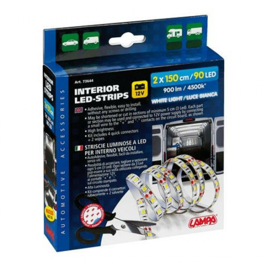 ΚΑΤΑΡΓΗΘΗΚΕ - Lampa ΤΑΙΝΙΑ ΕΣΩΤΕΡΙΚΗ 12V 90LED 4.500K 900lm 2x150cm INTERIOR LED-STRIPS