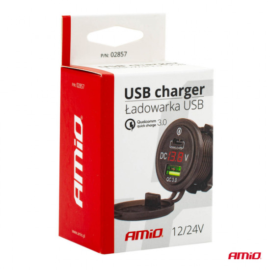 ΚΑΤΑΡΓΗΘΗΚΕ - ΠΡΙΖΑ ΜΕ 2 ΘΥΡΕΣ USB ΚΑΙ ΨΗΦΙΑΚΟ ΒΟΛΤΟΜΕΤΡΟ ΜΕ ΚΑΠΑΚΙ ΜΑΥΡΗ 12/24V 5-12V 3.0A QUICK CHARGER MOD-07