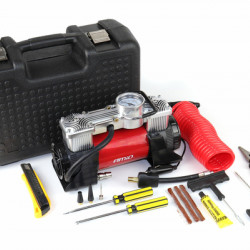 ΚΟΜΠΡΕΣΕΡ ΑΕΡΑ ΜΕΤΑΛΛΙΚΟ 12V 10BAR-150PSI-60L/min (ΘΗΚΗ/ΜΑΝΟΜΕΤΡΟ/ΦΙΣ/3 ΑΝΤΑΠΤΟΡΕΣ/ΚΑΛΩΔΙΟ 300cm)