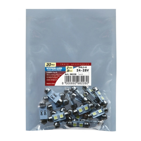 Lampa 24/28V SV8,5-8 HYPER-LED6 9x31mm