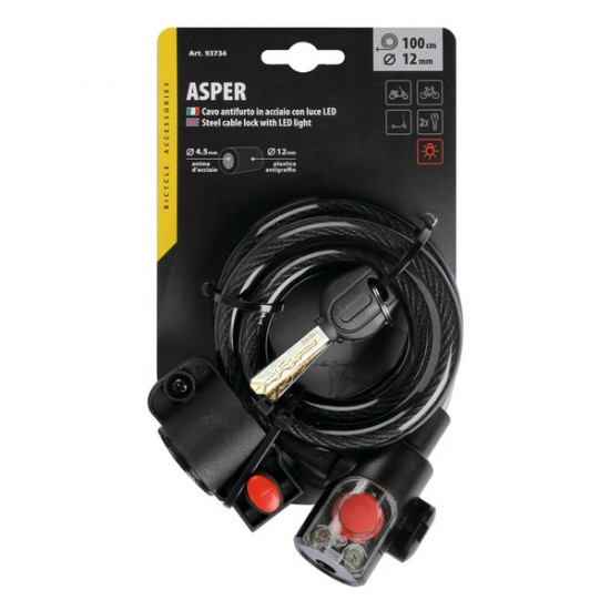 Lampa ΑΝΤΙΚΛΕΠΤΙΚΗ ΚΟΥΛΟΥΡΑ ASPER ΜΟΤΟ ΜΕ ΠΡΟΕΙΔΟΠΟΙΗΤΙΚΟ LED 3 ΧΡΗΣΕΩΝ 12mm/100cm (2 ΚΛΕΙΔΙΑ)