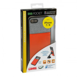 Lampa APPLE iPHONE 7 - 8 ΘΗΚΗ ΚΙΝΗΤΟΥ DUO POCKET ΓΚΡΙ-ΠΟΡΤΟΚΑΛΙ ΜΑΓΝΗΤΙΚΗ SILVER LINE