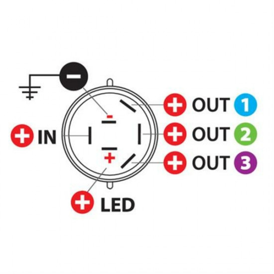 Lampa ΔΙΑΚΟΠΤΗΣ 4 ΘΕΣΕΩΝ 12/24V 10A ΣΤΡΟΓΓΥΛΟΣ 23mm