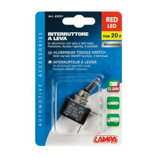 Lampa ΔΙΑΚΟΠΤΗΣ ΑΕΡΟΠΟΡΙΚΟΥ ΤΥΠΟΥ 2 ΘΕΣΕΩΝ 12,2mm 12V 20A ΜΕ LED ΚΟΚΚΙΝΟ