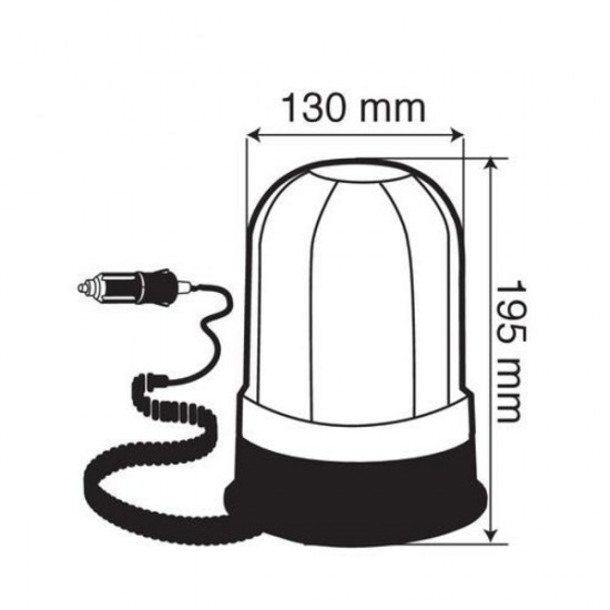 Lampa Φάρος RH-2 12V/24V Μαγνητικός με φις αναπτήρα Πορτοκαλί 130x195mm