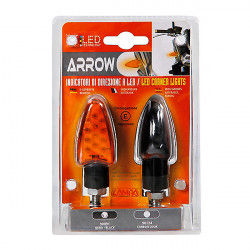 Lampa ΦΛΑΣ ΜΗΧΑΝΗΣ ARROW 12V LED (68 x 27 mm) ΜΑΥΡΟ ΜΕ ΠΟΡΤΟΚΑΛΙ ΤΖΑΜΑΚΙ -2 ΤΕΜ.