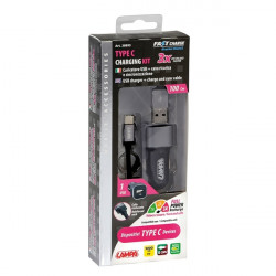 Lampa ΦΟΡΤΙΣΤΗΣ ΑΝΑΠΤΗΡΑ 12/24V ΜΕ 1 USB TYPE-C 3000mA ΜΕ ΚΑΛΩΔΙΟ 100cm FAST CHARGER SILVER LINE