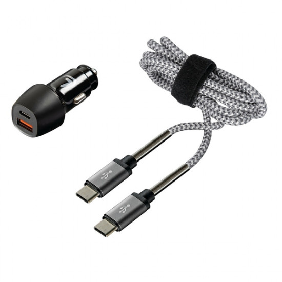 Lampa ΦΟΡΤΙΣΤΗΣ ΑΝΑΠΤΗΡΑ ΜΕ 2 USB - ΚΑΛΩΔΙΟ ΦΟΡΤΙΣΗΣ-ΣΥΓΧΡΟΝΙΣΜΟΥ 100cm TYPE-C KIT PRO 18W 12/24V