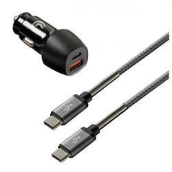 Lampa ΦΟΡΤΙΣΤΗΣ ΑΝΑΠΤΗΡΑ ΜΕ 2 USB - ΚΑΛΩΔΙΟ ΦΟΡΤΙΣΗΣ-ΣΥΓΧΡΟΝΙΣΜΟΥ 100cm TYPE-C KIT PRO 18W 12/24V