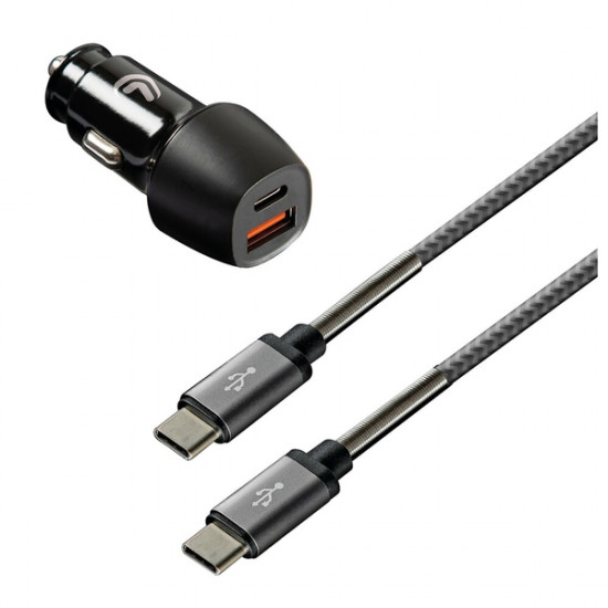 Lampa ΦΟΡΤΙΣΤΗΣ ΑΝΑΠΤΗΡΑ ΜΕ 2 USB - ΚΑΛΩΔΙΟ ΦΟΡΤΙΣΗΣ-ΣΥΓΧΡΟΝΙΣΜΟΥ 100cm TYPE-C KIT PRO 18W 12/24V