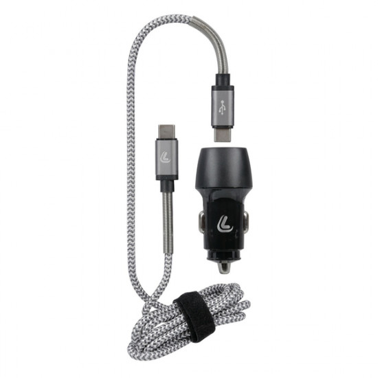 Lampa ΦΟΡΤΙΣΤΗΣ ΑΝΑΠΤΗΡΑ ΜΕ 2 USB - ΚΑΛΩΔΙΟ ΦΟΡΤΙΣΗΣ-ΣΥΓΧΡΟΝΙΣΜΟΥ 100cm TYPE-C KIT PRO 18W 12/24V
