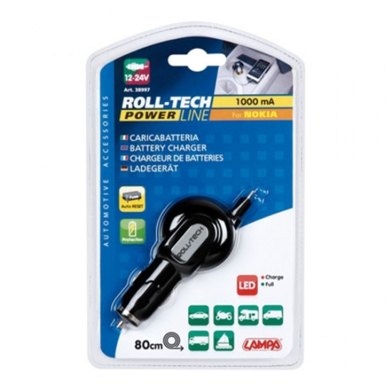 Lampa ΦΟΡΤΙΣΤΗΣ ΑΝΑΠΤΗΡΑ (NOKIA) ROLL-TECH 12/24V - 1000mA (ΚΑΛΩΔΙΟ 80 cm)
