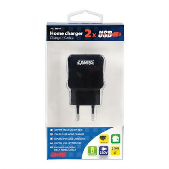 Lampa Φορτιστής Πρίζας 220V σε 2 USB 5V/1A