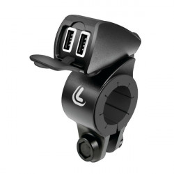 Lampa ΦΟΡΤΙΣΤΗΣ USB ΔΙΠΛΟΣ TREK 12/24V 5400mA ΜΕ ΒΑΣΗ ΣΤΗΡΙΞΗΣ ΤΙΜΟΝΙΟΥ 21>32mm - ΚΑΛΩΔΙΟ 150cm ΑΔΙΑΒΡΟΧΟΣ