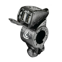 Lampa ΦΟΡΤΙΣΤΗΣ USB ΔΙΠΛΟΣ TREK 12/24V 5400mA ΜΕ ΒΑΣΗ ΣΤΗΡΙΞΗΣ ΤΙΜΟΝΙΟΥ 21>32mm - ΚΑΛΩΔΙΟ 150cm ΑΔΙΑΒΡΟΧΟΣ