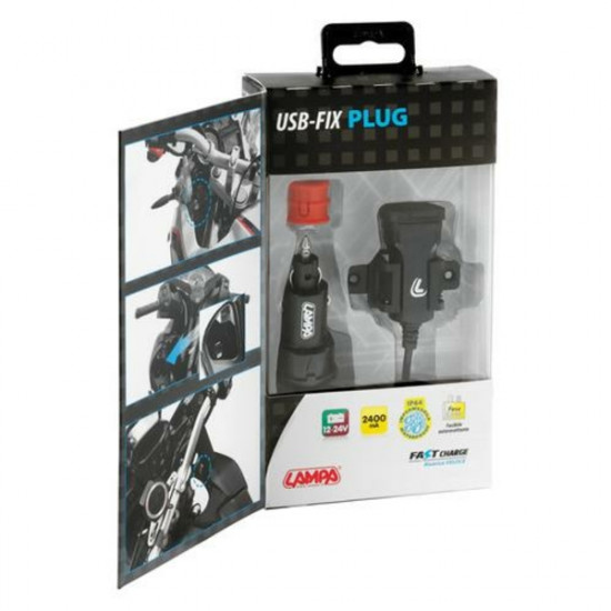 Lampa ΦΟΡΤΙΣΤΗΣ USB ΜΕ ΦΙΣ ΑΝΑΠΤΗΡΑ ΚΑΙ ΚΑΛΩΔΙΟ 150cm 12/24V 2,4A  ΑΔΙΑΒΡΟΧΟΣ