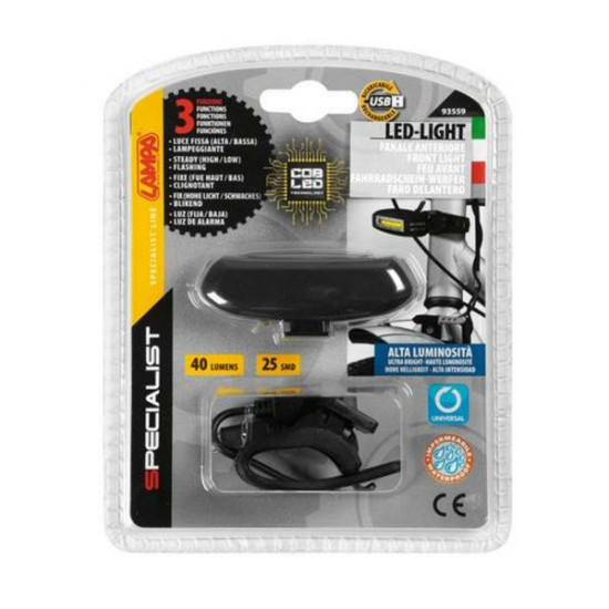 Lampa ΦΩΣ ΕΜΠΡΟΣ ΠΟΔΗΛΑΤΟΥ COB LED ΜΑΥΡΟ 3 ΧΡΗΣΕΩΝ ΜΕ USB