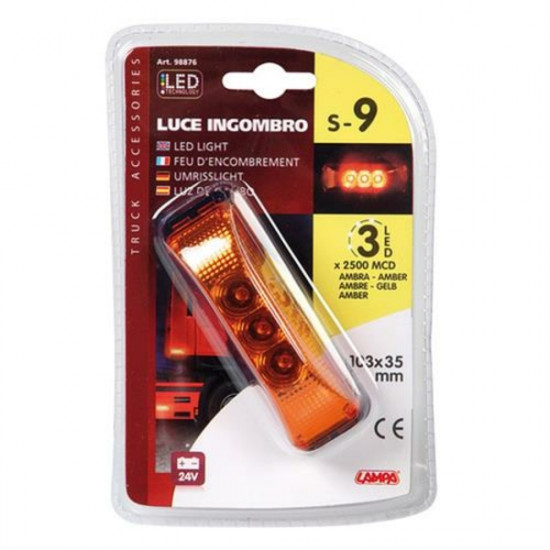 Lampa Φως Φορτηγού 24V 3LED Πορτοκαλί 103x35mm
