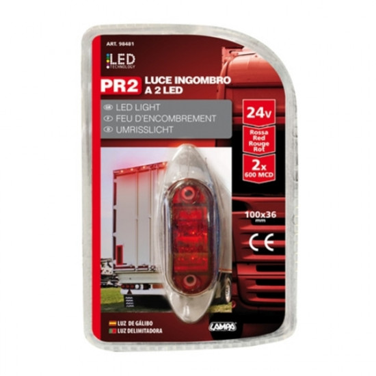 Lampa ΦΩΣ ΦΟΡΤΗΓΟΥ 2LED ΚΟΚΚΙΝΟ 24V 100mm
