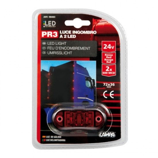 Lampa ΦΩΣ ΦΟΡΤΗΓΟΥ 2LED ΚΟΚΚΙΝΟ 24V 72mm
