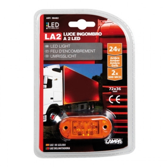 Lampa ΦΩΣ ΦΟΡΤΗΓΟΥ 2LED ΠΟΡΤΟΚΑΛΙ 24V 72mm