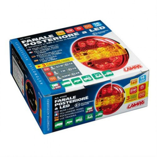 Lampa ΦΩΣ ΦΟΡΤΗΓΟΥ ΠΙΣΩ 12/24V 14LED ΚΟΚΚΙΝΟ/ΠΟΡΤΟΚΑΛΙ 3 ΧΡΗΣΕΩΝ ΣΤΡΟΓΓΥΛΟ 140mm 1ΤΕΜ.
