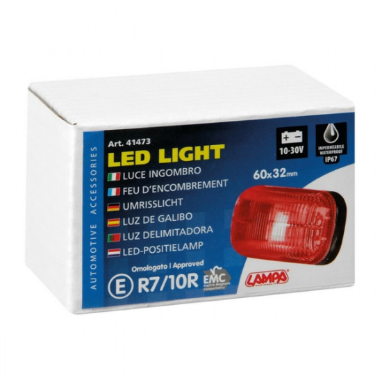 Lampa ΦΩΣ ΟΓΚΟΥ 10>30V ΜΕ 4 LED ΚΟΚΚΙΝΟ 60x32x25mm  1ΤΕΜ.