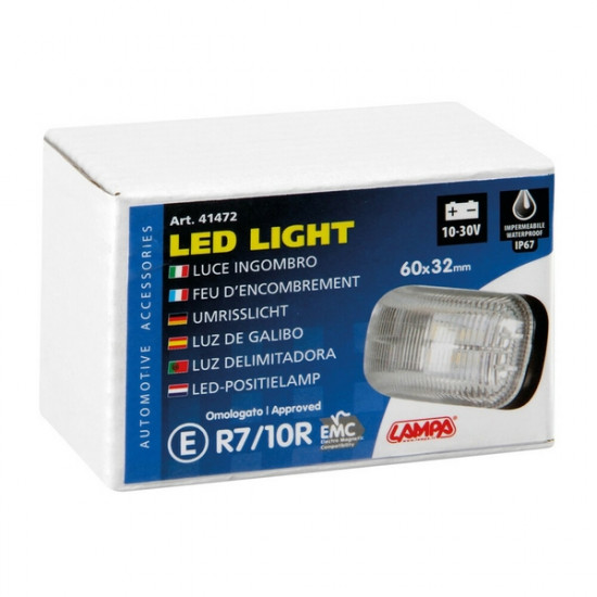 Lampa ΦΩΣ ΟΓΚΟΥ 10>30V ΜΕ 4 LED ΛΕΥΚΟ 60x32x25mm  1ΤΕΜ.