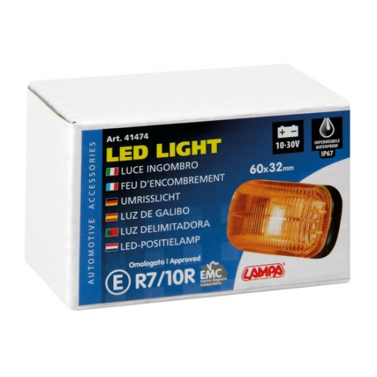 Lampa ΦΩΣ ΟΓΚΟΥ 10>30V ΜΕ 4 LED ΠΟΡΤΟΚΑΛΙ 60x32x25mm  1ΤΕΜ.