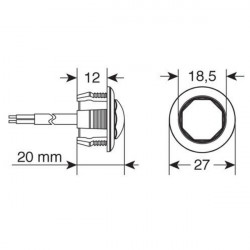 Lampa ΦΩΣ ΟΓΚΟΥ 12/24V LED ΚΟΚΚΙΝΟ ΣΤΡΟΓΓΥΛΟ 19,5mm 1ΤΕΜ.