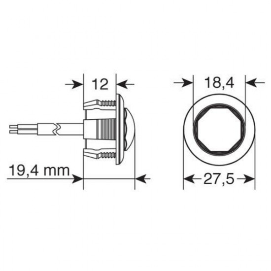 Lampa ΦΩΣ ΟΓΚΟΥ 12/24V LED ΛΕΥΚΟ ΣΤΡΟΓΓΥΛΟ 19,5mm 1ΤΕΜ.