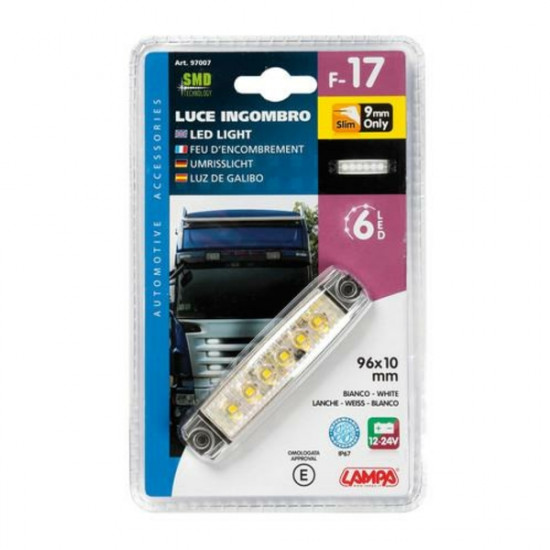 Lampa ΦΩΣ ΟΓΚΟΥ 6LED ΛΕΥΚΟ 12/24V 96mm ΑΔΙΑΒΡΟΧΟ 1ΤΕΜ.