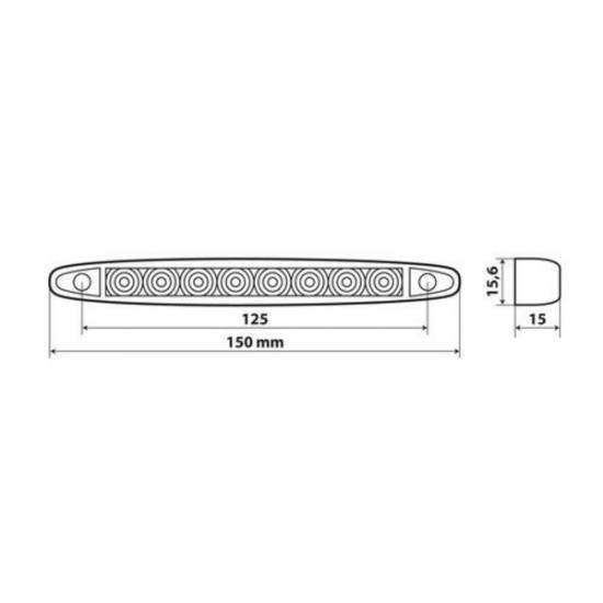 Lampa ΦΩΣ ΟΓΚΟΥ 8LED ΚΟΚΚΙΝΟ 12/24V 150mm ΑΔΙΑΒΡΟΧΟ 1ΤΕΜ.