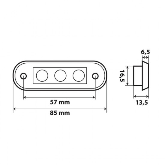 Lampa ΦΩΣ ΟΓΚΟΥ ΦΟΡΤΗΓΟΥ 24V 3 LED 80x22mm ΠΟΡΤΟΚΑΛΙ - 1 ΤΕΜ.