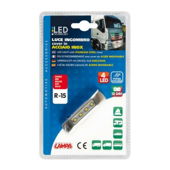Lampa ΦΩΣ ΟΓΚΟΥ ΦΟΡΤΗΓΟΥ 4LED ΚΟΚΚΙΝΟ 12/24V 70x16x11mm ΑΔΙΑΒΡΟΧΟ 1ΤΕΜ.