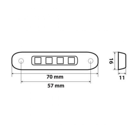 Lampa ΦΩΣ ΟΓΚΟΥ ΦΟΡΤΗΓΟΥ 4LED ΚΟΚΚΙΝΟ 12/24V 70x16x11mm ΑΔΙΑΒΡΟΧΟ 1ΤΕΜ.