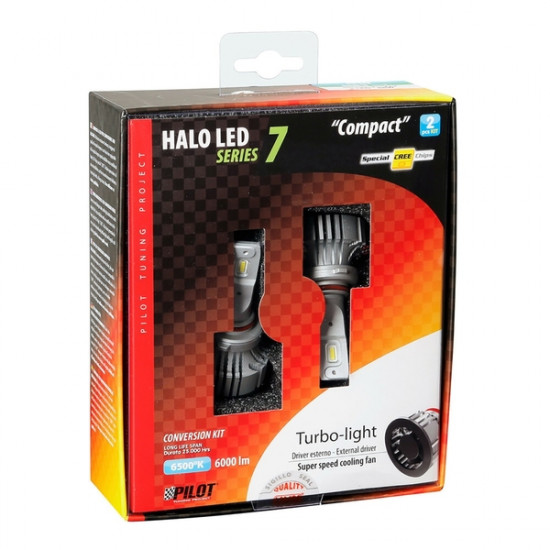 Lampa H10/HB3 9005 9>32V 6.500K 6.000lm 72W P20d HALO LED SERIE 7 COMPACT 6LED CREE 2ΤΕΜ. LED KIT