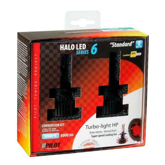 Lampa H10/HB3 9005 9>32V 6.500K 8.000lm 60W P20d HALO LED SERIE 6 STANDARD 6LED ZES 2ΤΕΜ. LED KIT