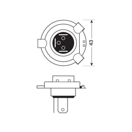 Lampa H4 12V 60/55W P43t XENON TOP 4.800K +120- φως  2τεμ.