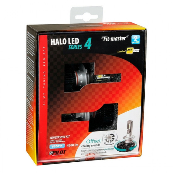 Lampa H4 9>32V 6.500K 4.500lm 50W P43t HALO LED SERIE 4 FIT-MASTER 16LED ZES CHIPS 2ΤΕΜ. LED KIT