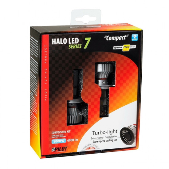Lampa H4 9>32V 6.500K 6.000lm 72W P43t HALO LED SERIE 7 COMPACT 16LED CREE LED KIT - 2 ΤΕΜ.
