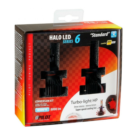 Lampa H4 9>32V 6.500K 8.000lm 60W P43t HALO LED SERIE 6 STANDARD 16LED ZES 2ΤΕΜ. LED KIT